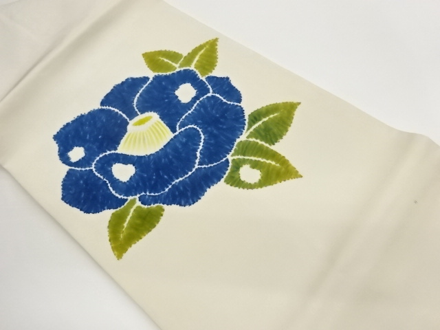 JAPANESE KIMONO / SHIOZE HAND-PAINTED CAMELLIA PATTERN NAGOYA OBI